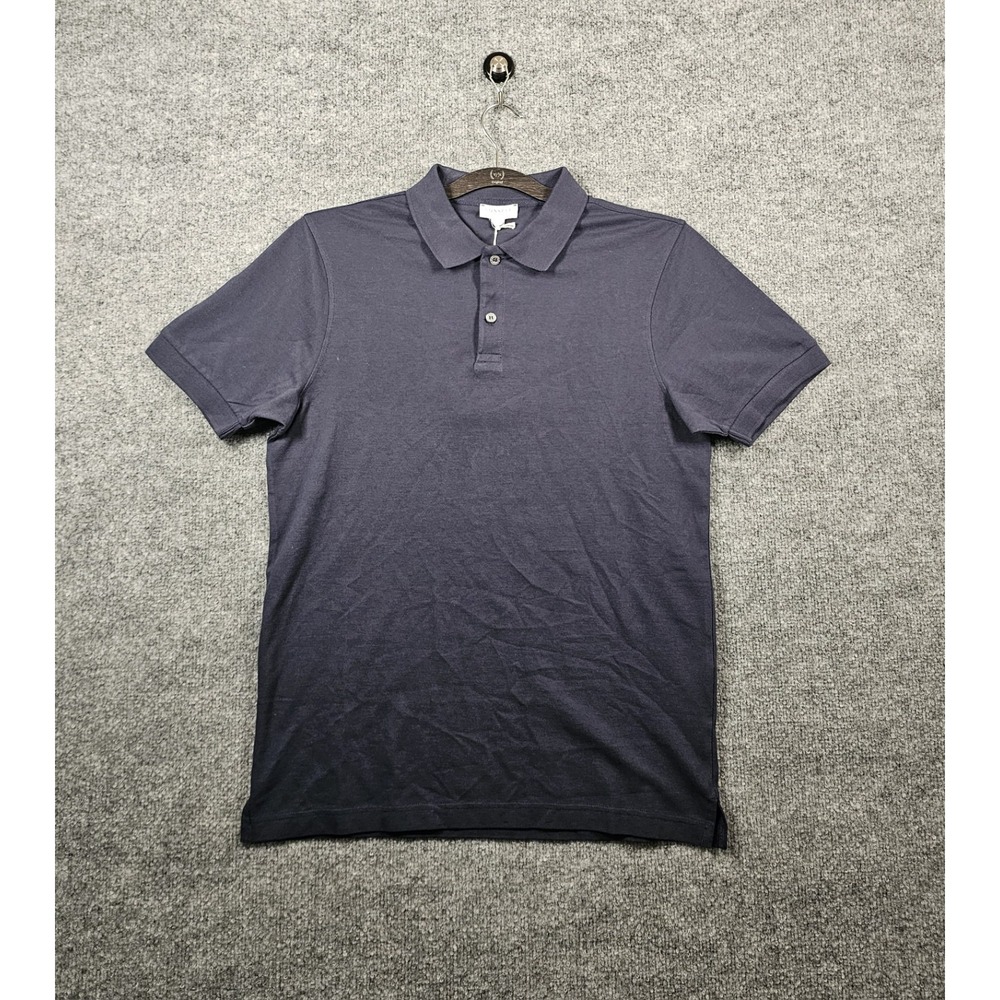 Sunspel Riviera Short Sleeve Polo Shirt Men's Size Small Navy Blue Vented